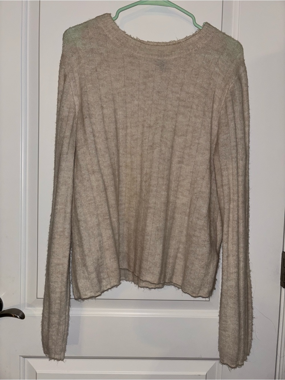 H&M Beige Ribbed Long-Sleeve Sweater